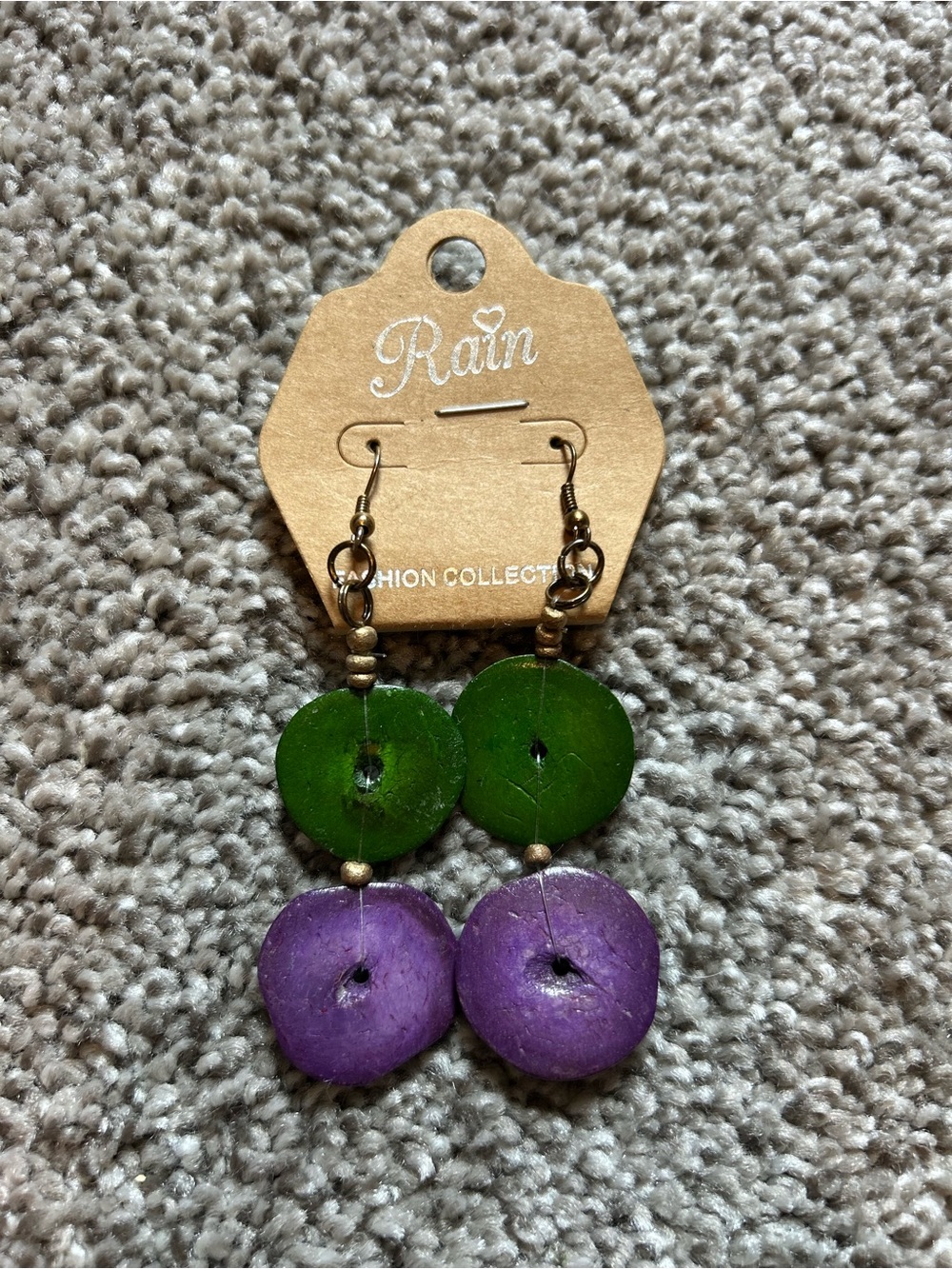 Green & Purple Drop Earrings - Fashion Collection